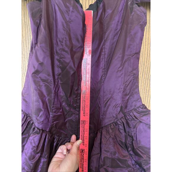 90s Goth Prairie Prom Dress Sz 10 Alfred Angelo Metallic Party Purple Vampire - Picture 11 of 12